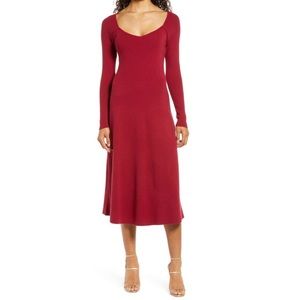 NWT Rachel Parcell Sweetheart Knit Long Sleeve Dress